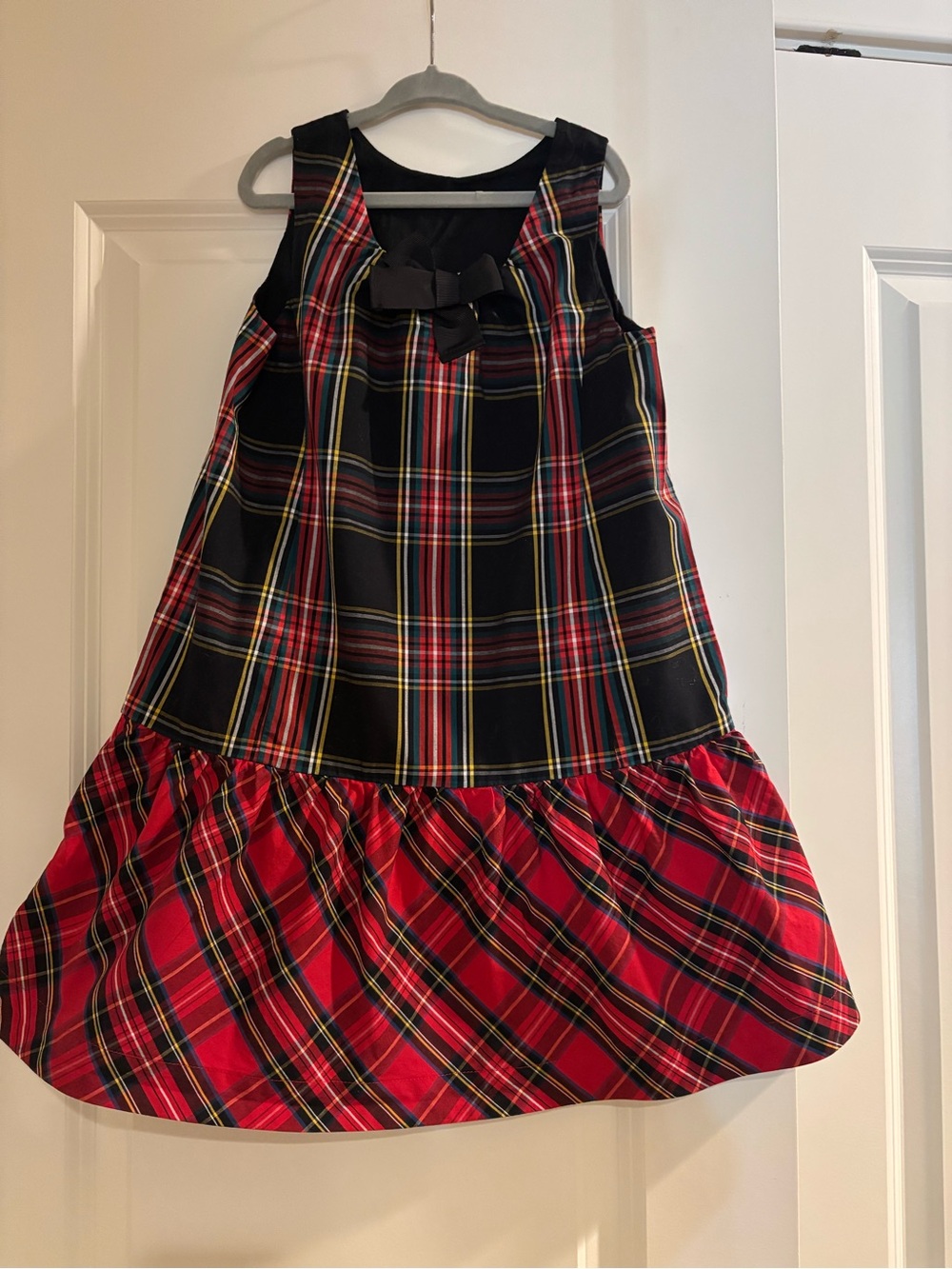 Crewcuts Black and Red Plaid Bow-Front Holiday Dress